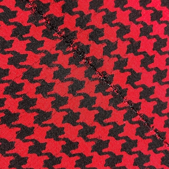 Vintage Silk Blazer Top John Yang Double Breasted Red Black Houndstooth 1980s - Picture 11 of 15